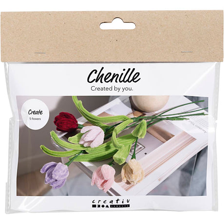 Creativ Company Mini-Hobby-Set Blumen aus Chenilledraht, Tulpen, verschiedene Farben, 1 Box