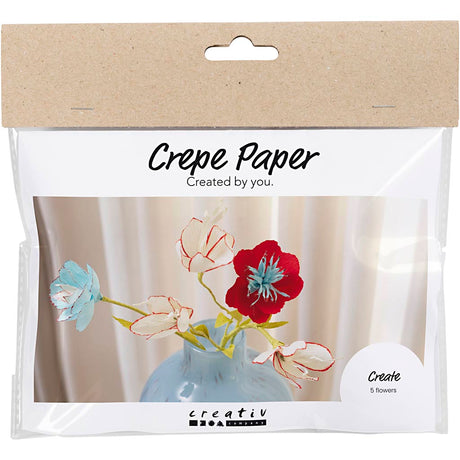 Creativ Company Mini-Hobby-Set Krepppapier, Krepppapier-Blumen, Pastellfarben, 1 Box