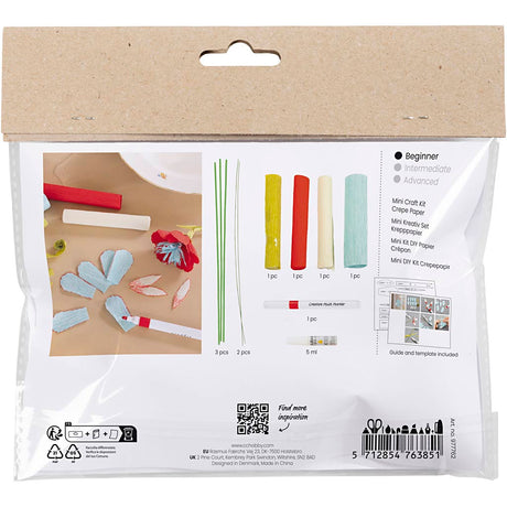 Creativ Company Mini-Hobby-Set Krepppapier, Krepppapier-Blumen, Pastellfarben, 1 Box