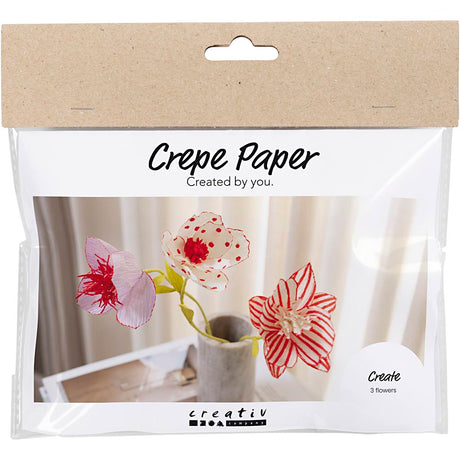 Creativ Company Mini-Hobby-Set Krepppapier, Blumen, Pastellfarben, 1 Box
