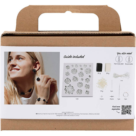 Creativ Company Mini-Hobby-Set Schmuck, Rosen, Schwarz, Schwarz-Weiß, Weiß, 1 Box