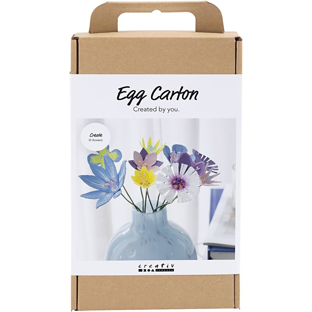 Creativ Company Hobby-Set Blumen aus Eierkartons, Pastellfarben, 1 Box