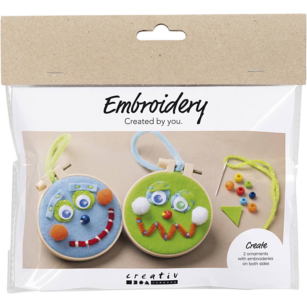 Creativ Company Mini-Hobby-Set Stickgesichter blau und grün