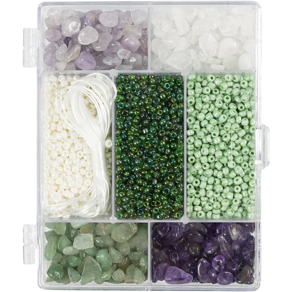 Creativ Company Kreativbox Schmuck, Kristalle, Größe 2,6-10 mm, Lochgröße 0,8-1,2 mm, ca. 2460 Teile, verschiedene Farben, 1 Box