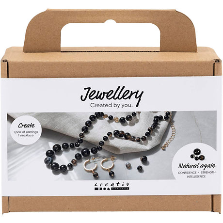 Creativ Company Mini-Hobby-Set Schmuck, Halskette und Ohrringe, schwarz, weiß, 1 Box