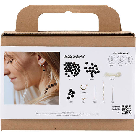 Creativ Company Mini-Hobby-Set Schmuck, Halskette und Ohrringe, schwarz, weiß, 1 Box