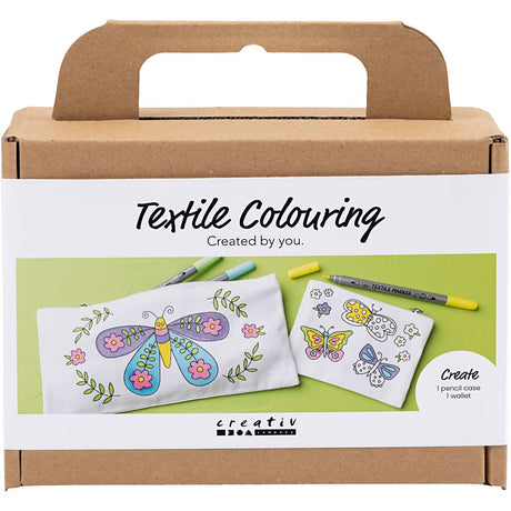 Creativ Company Mini-Hobby-Set Textildekoration, Schmetterlinge, Pastellfarben, 1 Box