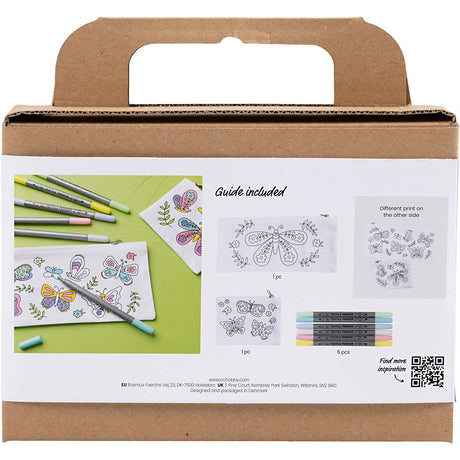 Creativ Company Mini-Hobby-Set Textildekoration, Schmetterlinge, Pastellfarben, 1 Box