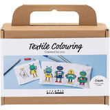 Creativ Company Mini-Hobbyset Textildekoration, Roboter, Grundfarben, 1 Box