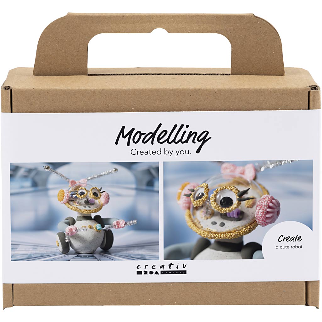 Creativ Company Mini-Hobby-Set Robotermodellierung in Grau und Rosa