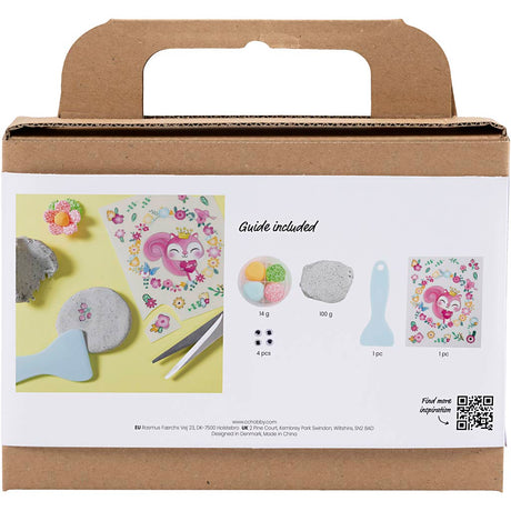 Creativ Company Mini-Hobby-Set Modellieren, Stein mit Insekt, Grau, Hellrosa, Helltürkis, 1 Box