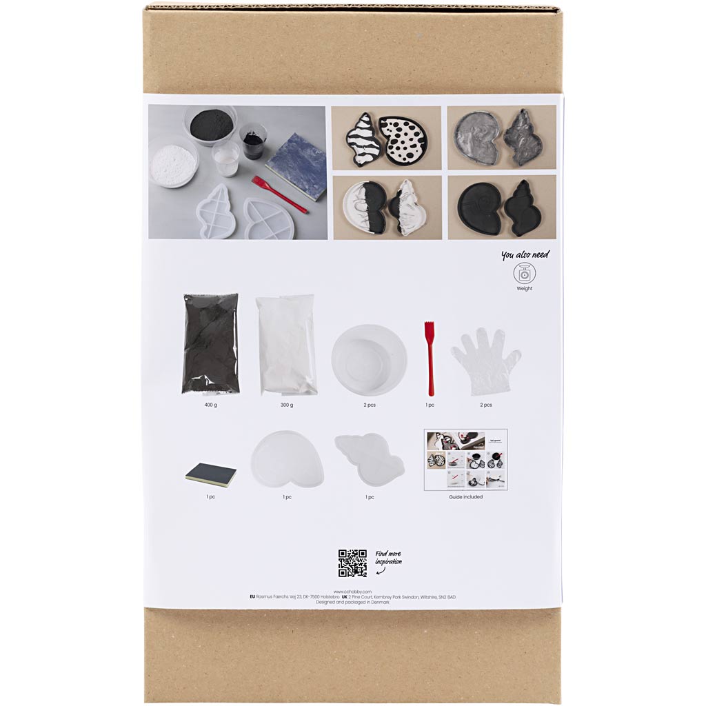 Creativ Company Harzguss-Hobby-Set, Muschelschale, schwarz, weiß, 1 Box