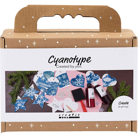 Creativ Company Mini-Hobby-Set Cyanotypie, Geschenkanhänger, Blau, Silber, 1 Box