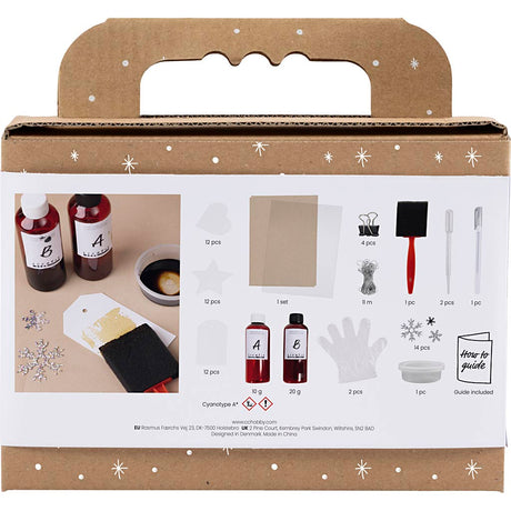 Creativ Company Mini-Hobby-Set Cyanotypie, Geschenkanhänger, Blau, Silber, 1 Box