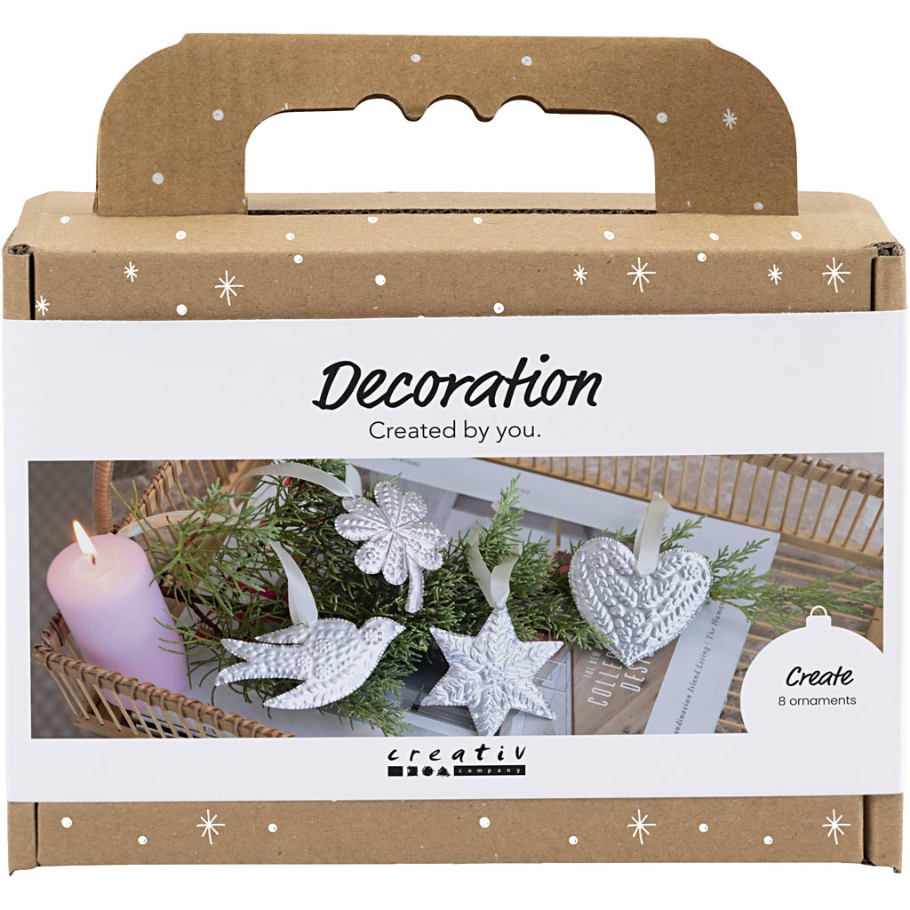 Creativ Company Mini-Hobby-Set Dekoration, Weihnachtsdekoration, silbernes Metall, 1 Box