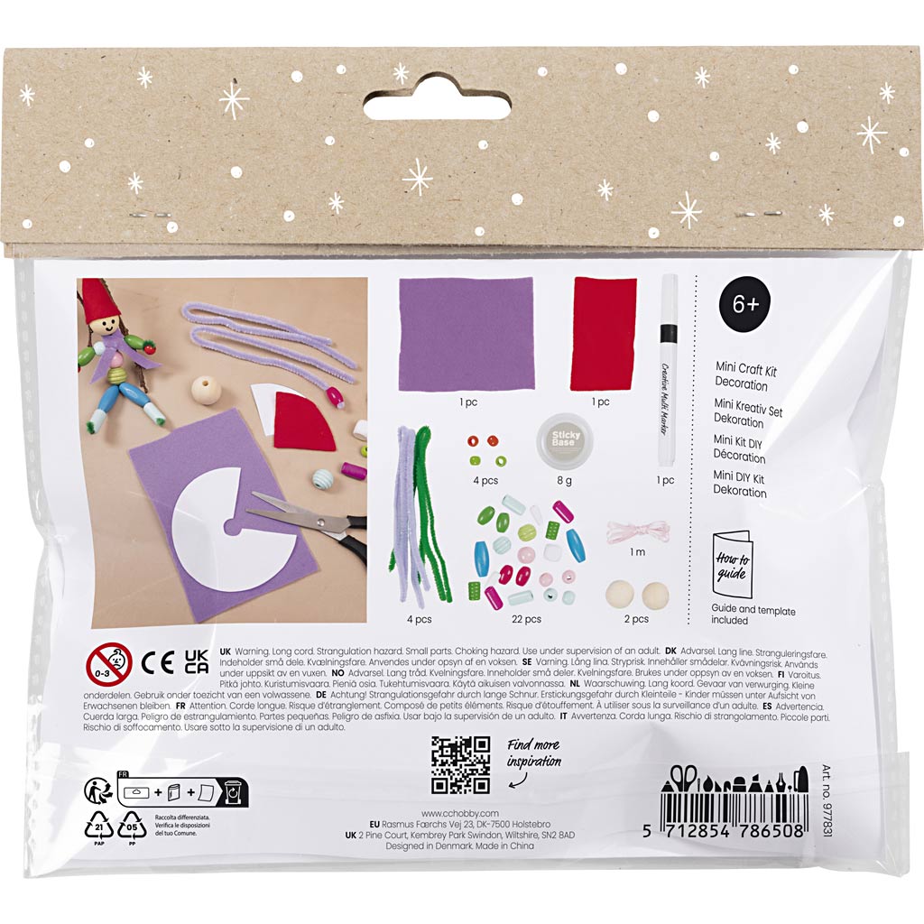 Creativ Company Mini-Hobby-Set Dekoration, Weihnachtszwerge, verschiedene Farben, 1 Box