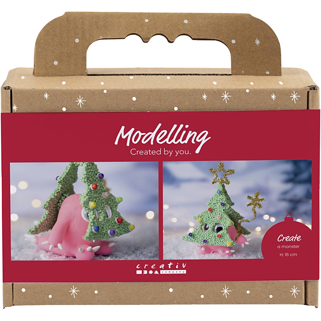 Creativ Company Mini-Hobby-Set Bildhauerei, Weihnachtsbaummonster, verschiedene Farben, 1 Box