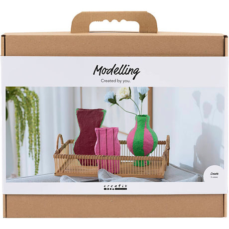 Creativ Company Maxi-Modellbau-Hobby-Set, Pappmaché-Vasen, verschiedene Farben, 1 Box