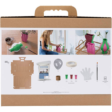 Creativ Company Maxi-Modellbau-Hobby-Set, Pappmaché-Vasen, verschiedene Farben, 1 Box
