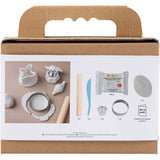 Creativ Company Mini-Hobbyset Modellieren, Kerzenständer mit Muscheln, gebrochenes Weiß, 1 Box