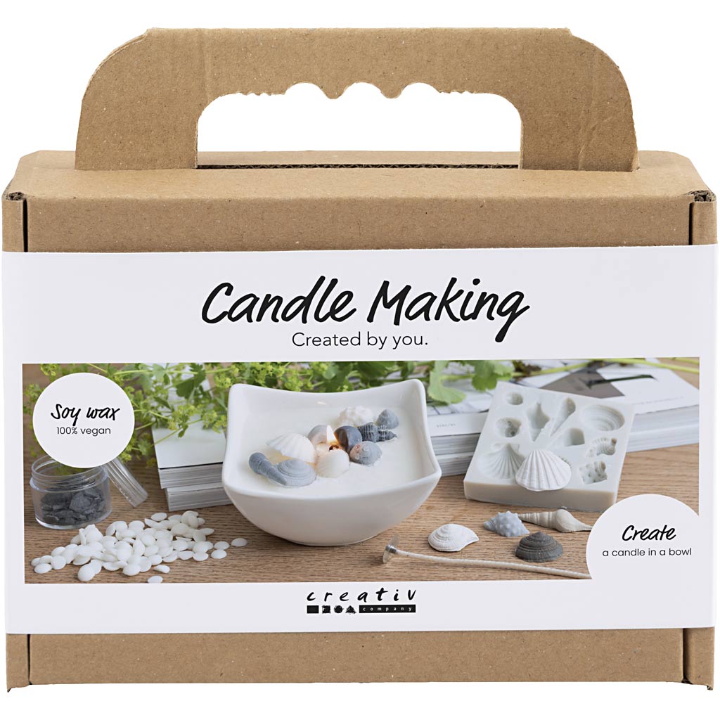 Creativ Company Mini-Hobby-Set Kerzenherstellung, Muscheln, Grau, gebrochenes Weiß, 1 Box