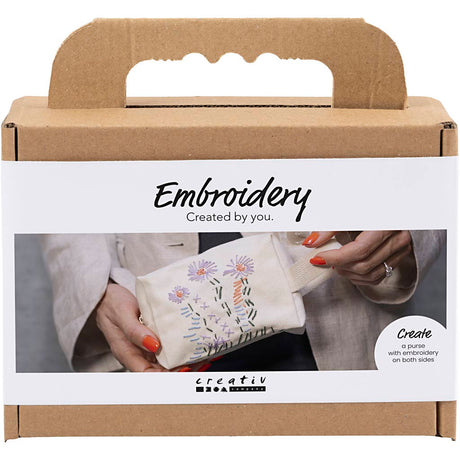 Creativ Company Mini-Hobby-Set Stickerei, Schminktasche, Creme, 1 Box