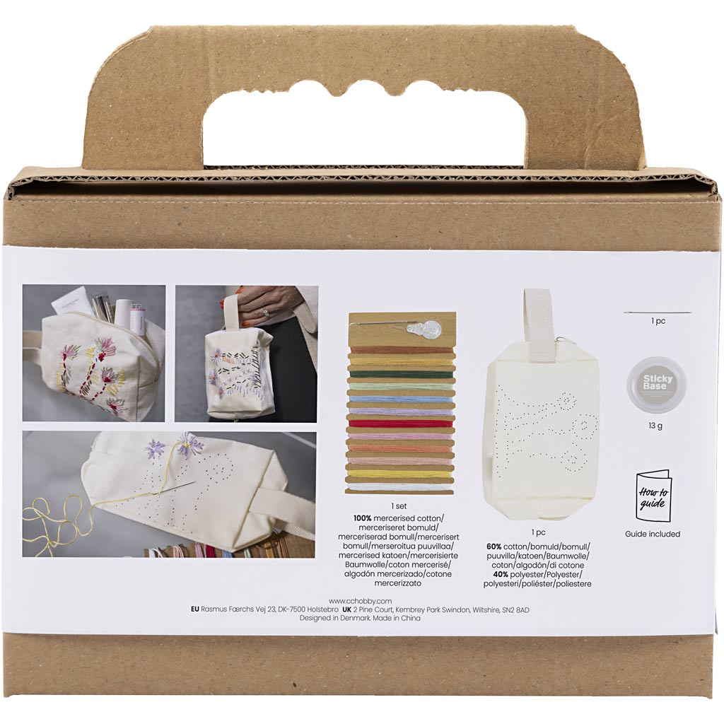 Creativ Company Mini-Hobby-Set Stickerei, Schminktasche, Creme, 1 Box