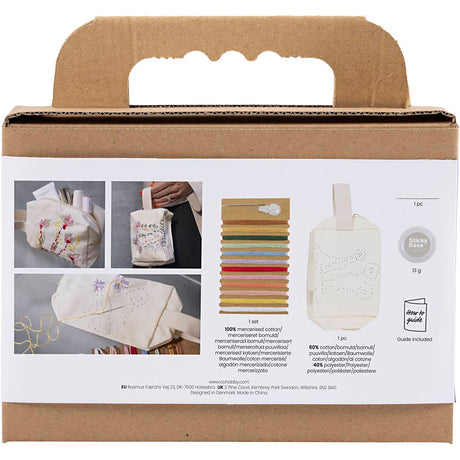 Creativ Company Mini-Hobby-Set Stickerei, Schminktasche, Creme, 1 Box