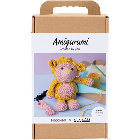 Creativ Company Hobby-Set Amigurumi, Igel, hellrosa, warmes Gelb, 1 Box