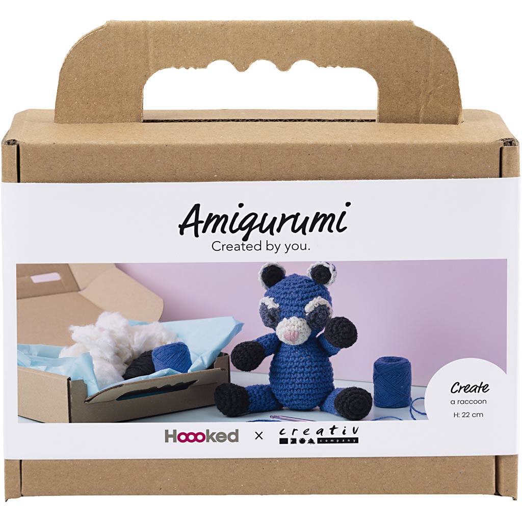 Creativ Company Hobby-Set Amigurumi, Waschbär, Schwarz, Blau, 1 Box