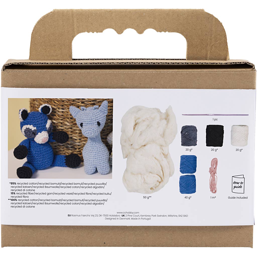 Creativ Company Hobby-Set Amigurumi, Waschbär, Schwarz, Blau, 1 Box