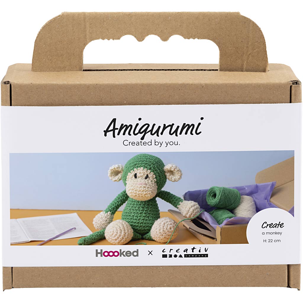 Creativ Company Hobby-Set Amigurumi, Affe, grün, gebrochenes Weiß, 1 Box