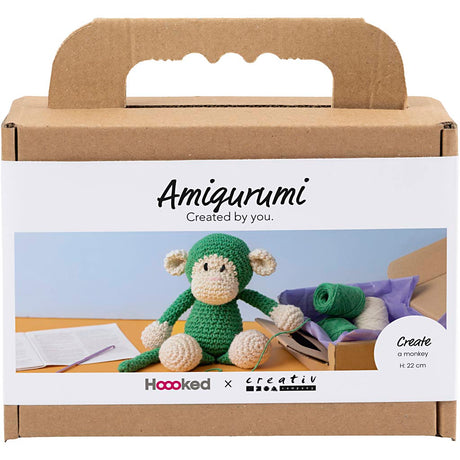 Creativ Company Hobby-Set Amigurumi, Affe, grün, gebrochenes Weiß, 1 Box