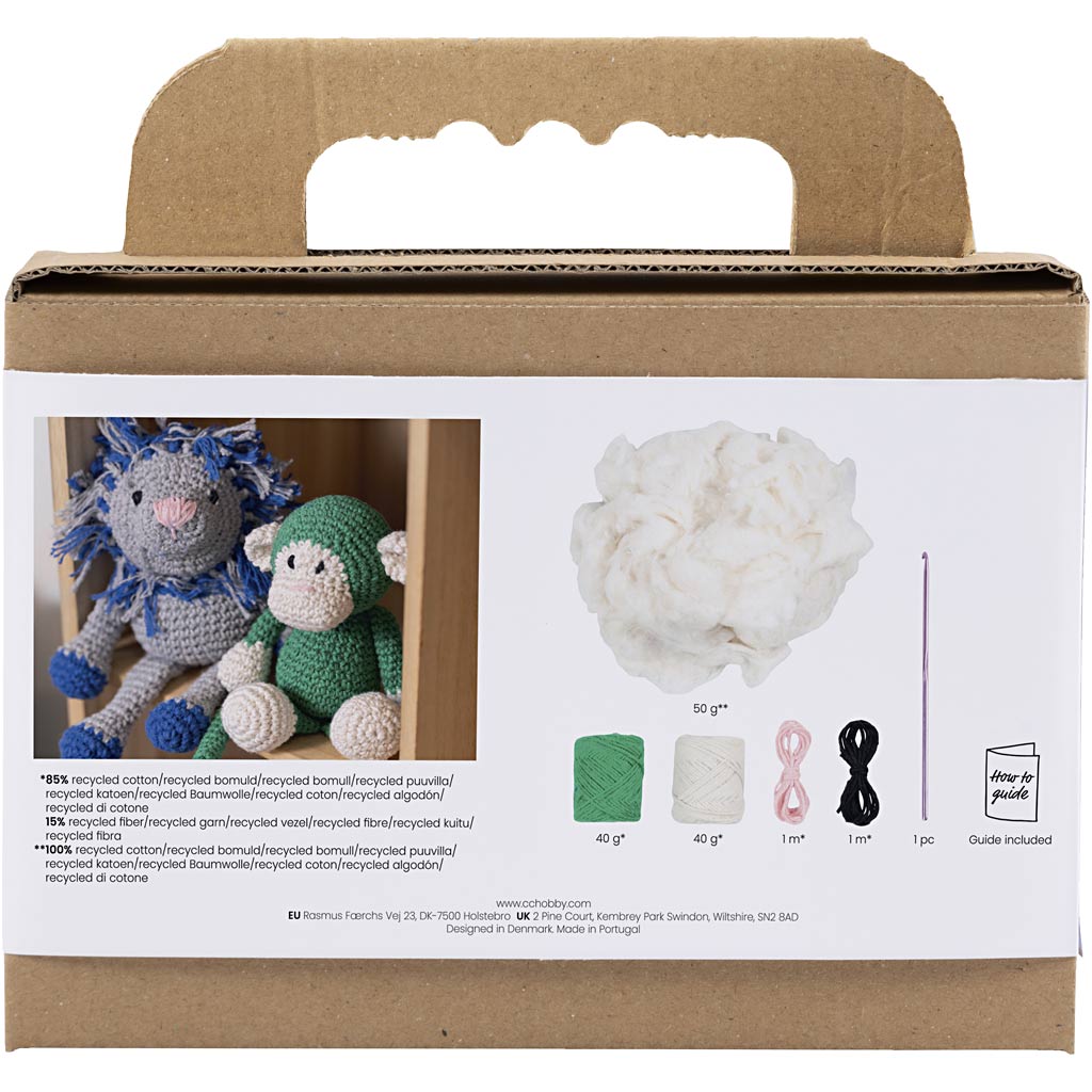 Creativ Company Hobby-Set Amigurumi, Affe, grün, gebrochenes Weiß, 1 Box
