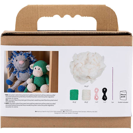 Creativ Company Hobby-Set Amigurumi, Affe, grün, gebrochenes Weiß, 1 Box