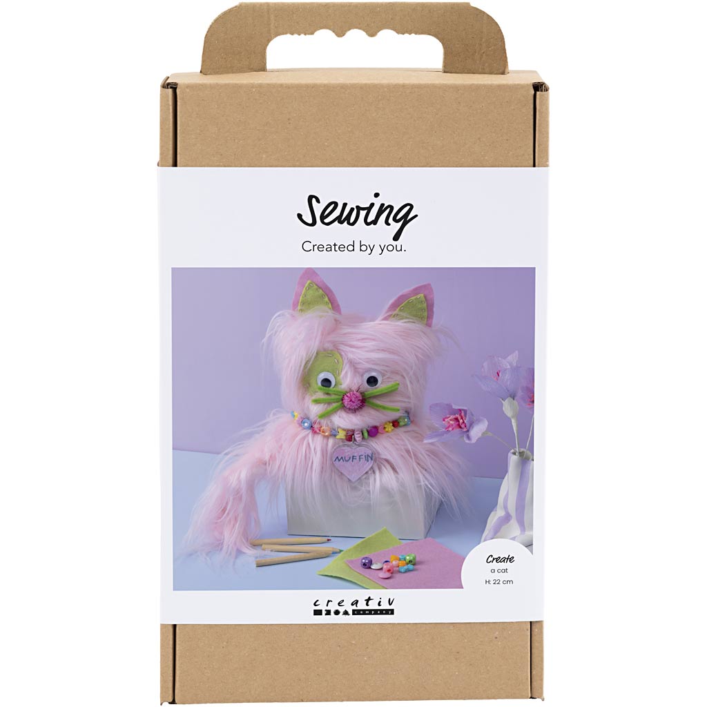 Creativ Company Näh-Hobby-Set, Katze, verschiedene Farben, 1 Box