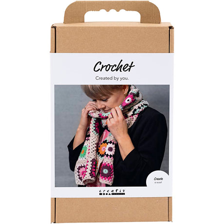 Creativ Company Häkel-Hobby-Set, Schal, Creme, warme Farben, 1 Box