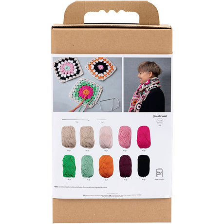 Creativ Company Häkel-Hobby-Set, Schal, Creme, warme Farben, 1 Box