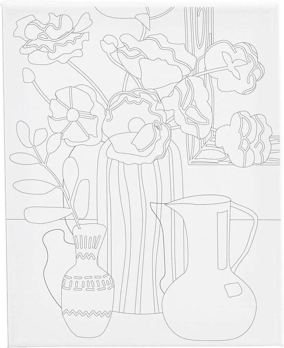 Creativ Company Gemälde auf Leinwand mit Aufdruck Stillleben mit Blumen 24x30 cm
