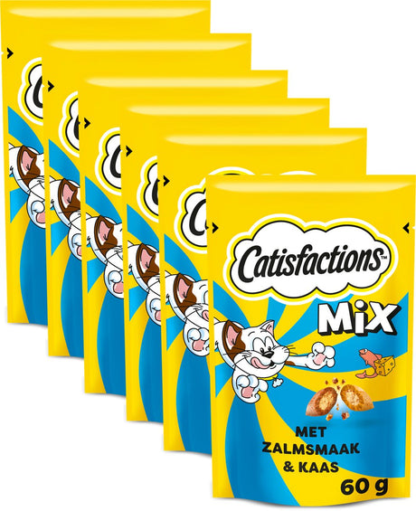 Katzensnacks von Catisfactions – Mix-Snacks Lachs und Käse – 6 x 60 g
