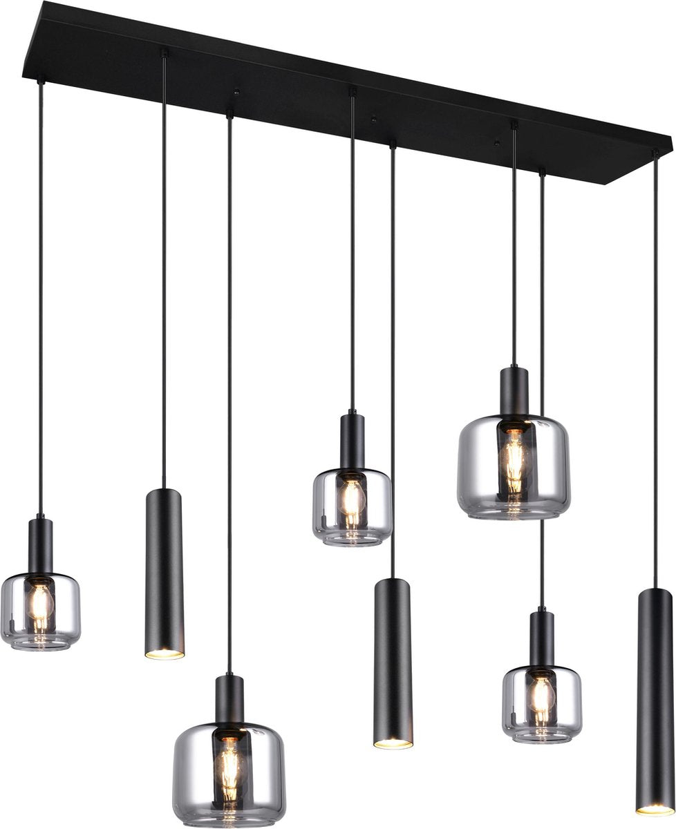 Trio mataro - hanglamp - zwart mat - excl. 2x e27 4,9 w - plafondbevestiging - in hoogte verstelbaar