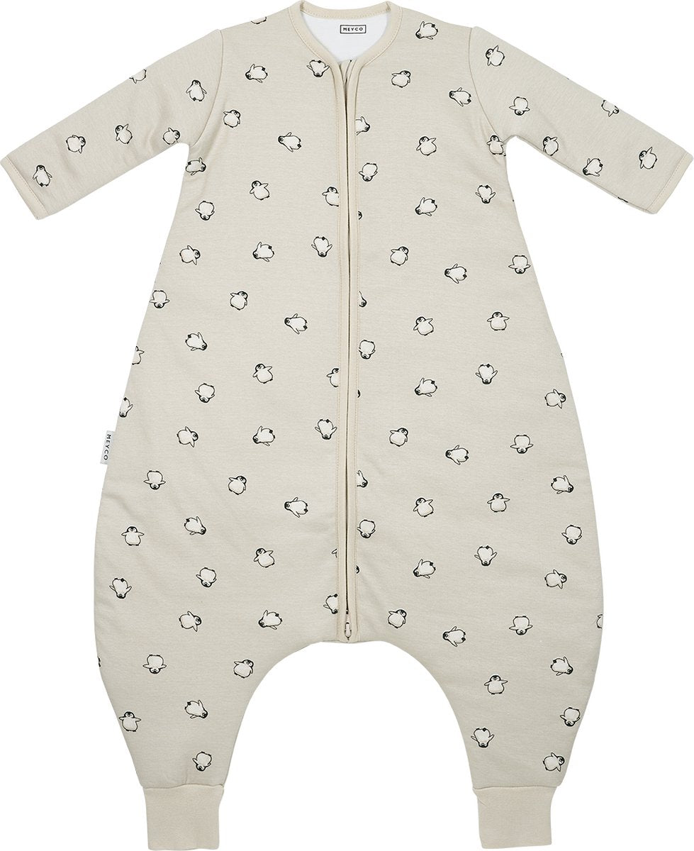 Meyco Baby-Pinguin-Baby-Winterschlaf-Overall, Pullover mit festen Ärmeln – weicher Sand – 80 cm – 2,5 Tog