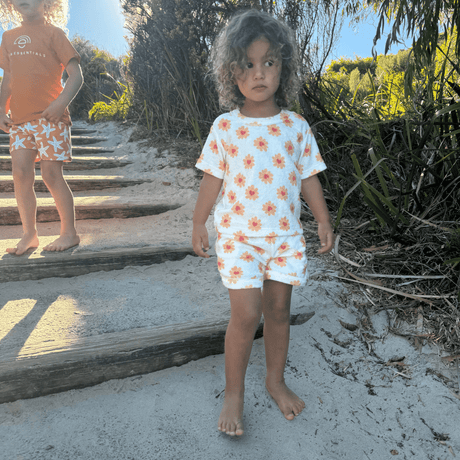 Blumenliebe | Mehrfarbiges Mädchen-Set Strand – Frottee