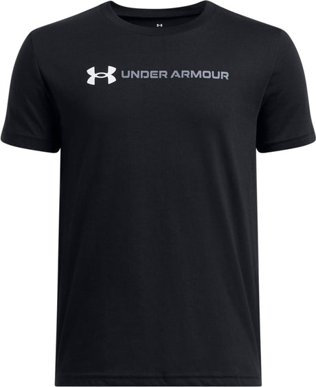 Under Armour UA B Logo Wordmark SS Unisex-Sportshirt – Schwarz – Weiß – Grau