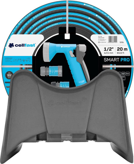 Cellfast smart pro ats – Schlauch mit Halterung 1 2 20 m – 4-lagiger Schlauch 1 2, Pistolensprüher, 2 x Schnellkupplung, Universalanschluss mit Innengewinde