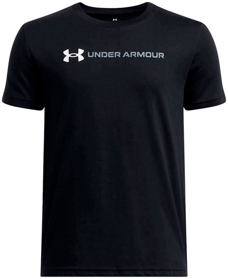 Under Armour UA B Logo Wordmark SS Unisex-Sportshirt – Schwarz – Weiß – Grau