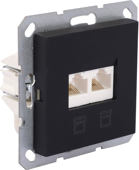 Q-link mql s-l inbouw contactdoos zwart tel dat cat5e 2x8