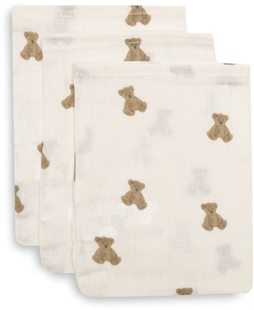 Jollein hydrofiel washandje 15x20cm mini teddy bear (3pack)