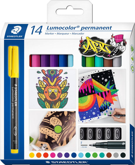 Staedtler Lumocolor Permanentstift F - Set mit 14 Farben