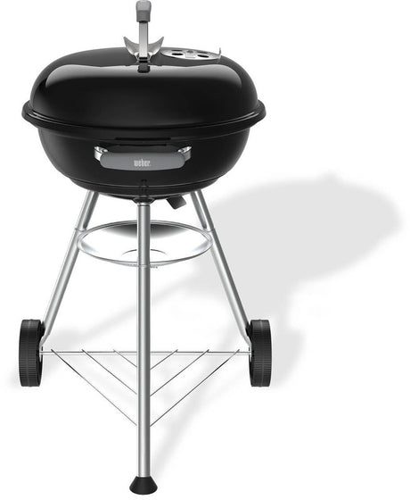 Kompakter Weber-Wasserkocher – Grillrost ø 47 cm – Holzkohlegrill – Schwarz – Ascheauffangschale – 2 langlebige, wetterbeständige Räder – praktischer Deckelhaken – kratz- und rostbeständig